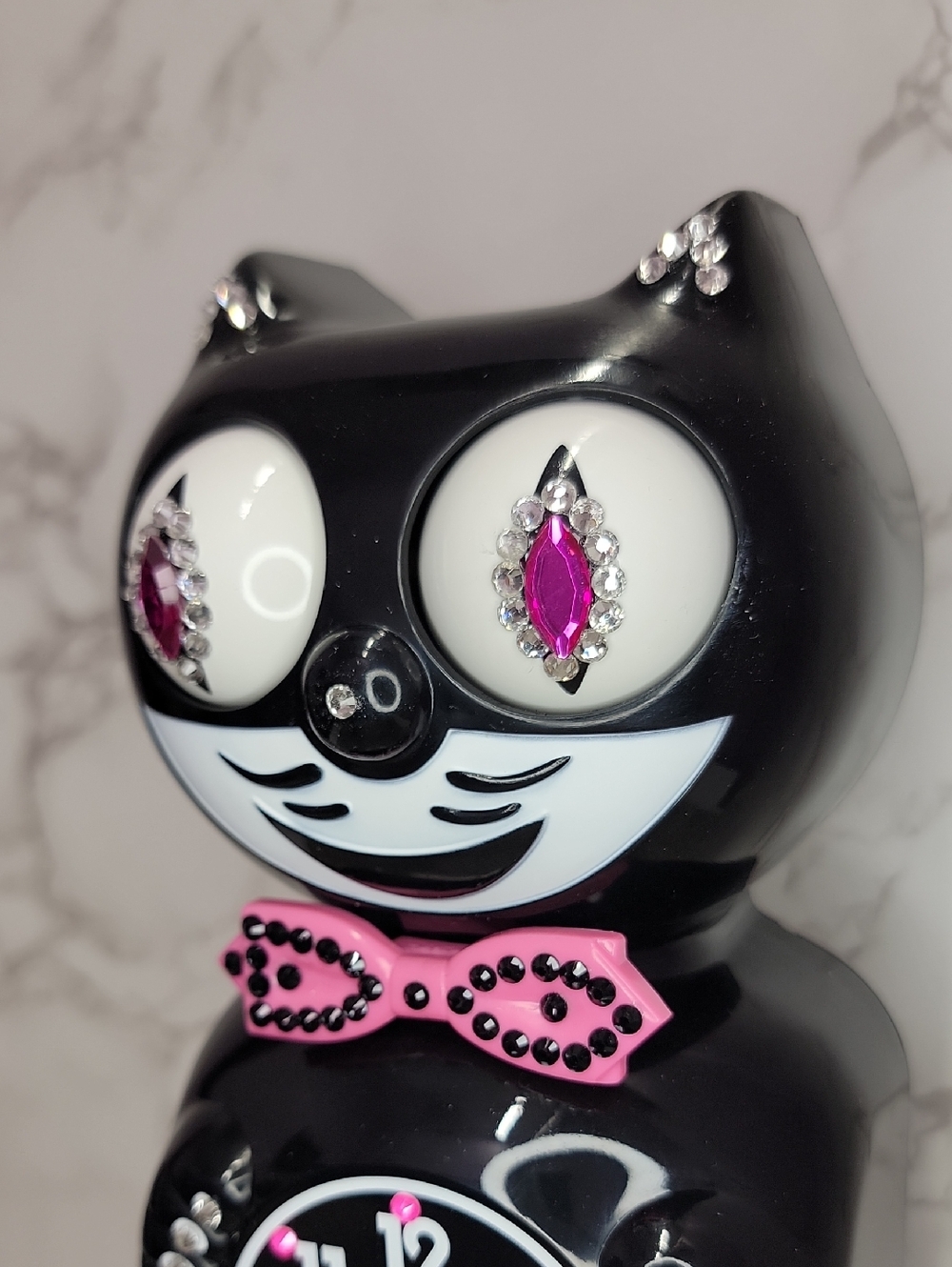 Jeweled Kit-Cat Klock clock SUPER RARE with pink bow tie & tail - Picture 6 of 10
